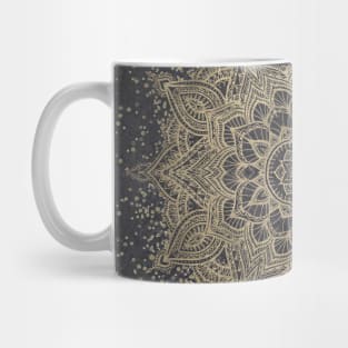 Sparkling golden dark blue mandala star Mug